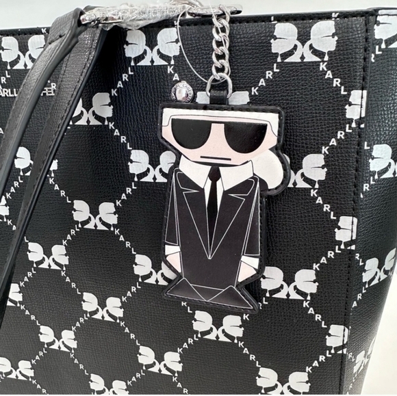 🖤🔹️ Karl Lagerfeld🔹️ Paris Adele Tote Carryall Bag Signature Print  Black